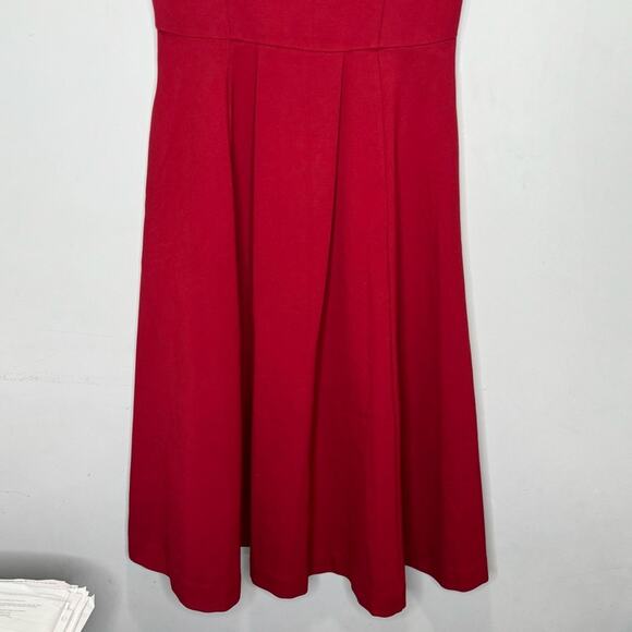 FRNCH Holiday Red A-line Romantic Scoop Neck Stretch Midi Sleeveless Dress Med - Picture 4 of 14